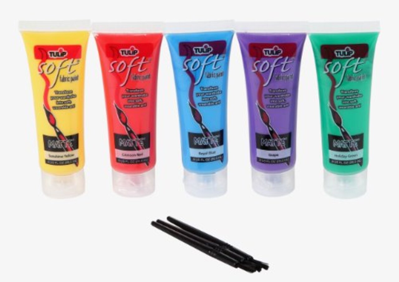 Soft Fabric Paint Primary - 0.9 Ounce (Pack of 5), Multicolor, 4 Fl Oz